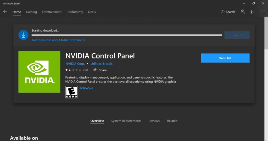 nvidia control panel not opening win 10